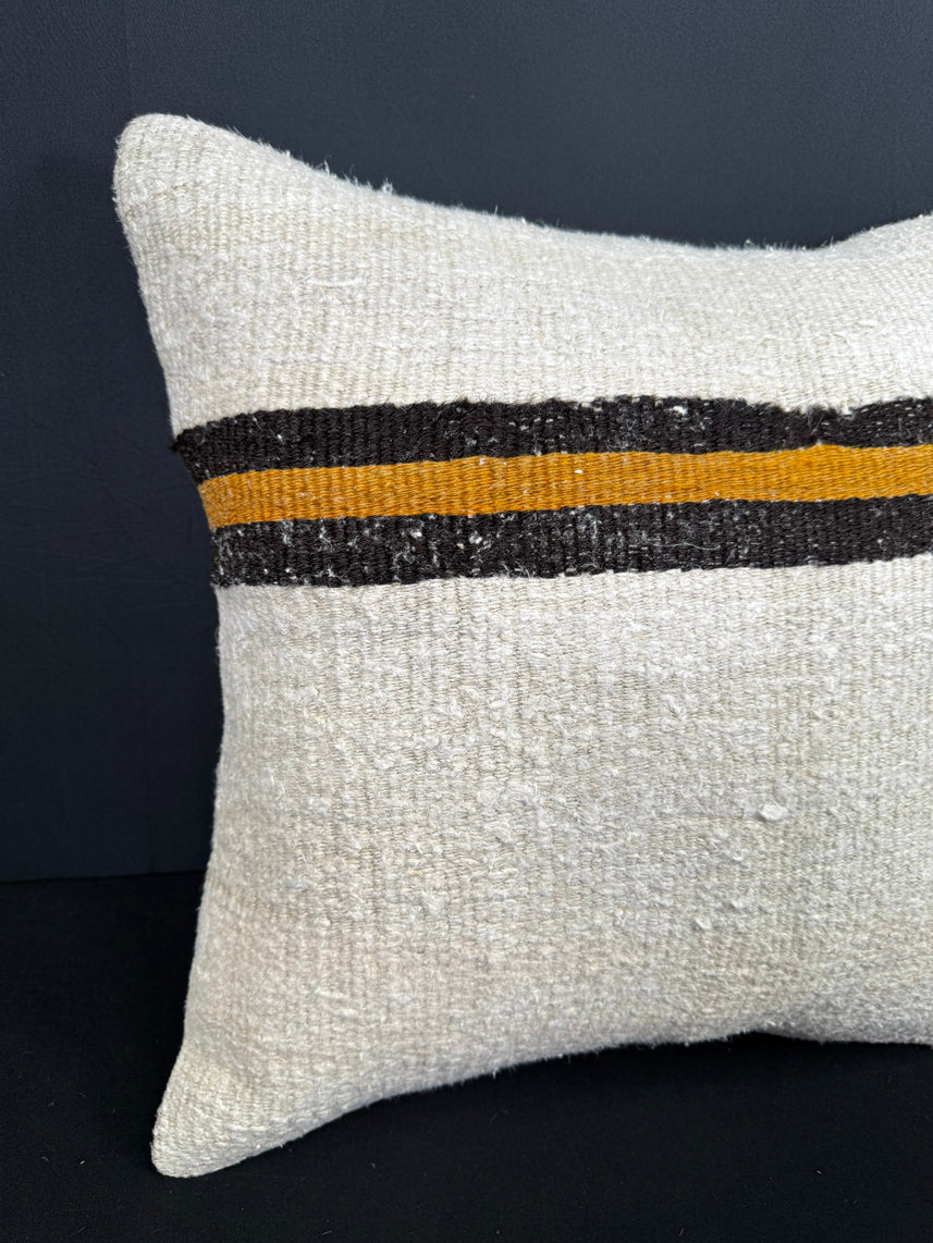 Turkish Hemp Pillow Cushion Natural Beige Black Pillow Cushion Cover 20x20 #30577