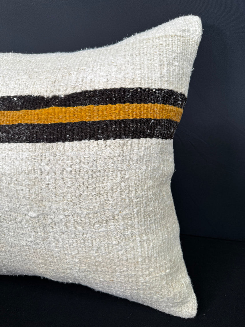 Turkish Hemp Pillow Cushion Natural Beige Black Pillow Cushion Cover 20x20 #30577