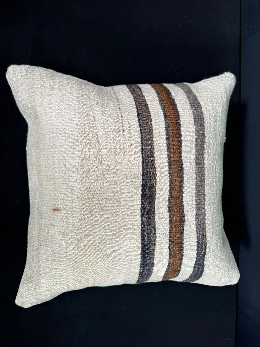 Turkish Hemp Pillow Cushion Natural Beige Black Pillow Cushion Cover 20x20 #30557