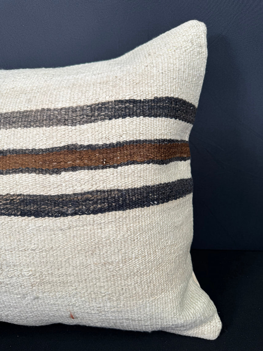 Turkish Hemp Pillow Cushion Natural Beige Black Pillow Cushion Cover 20x20 #30557