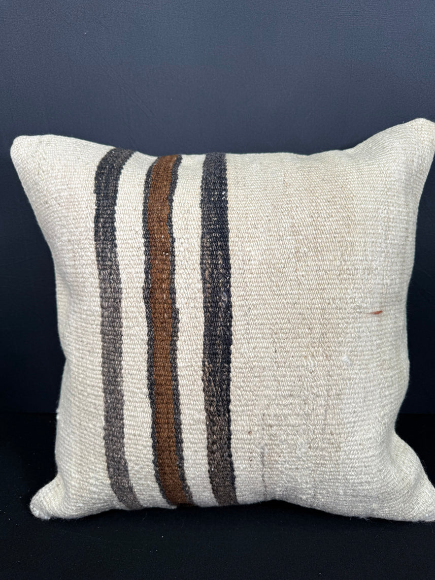 Turkish Hemp Pillow Cushion Natural Beige Black Pillow Cushion Cover 20x20 #30557