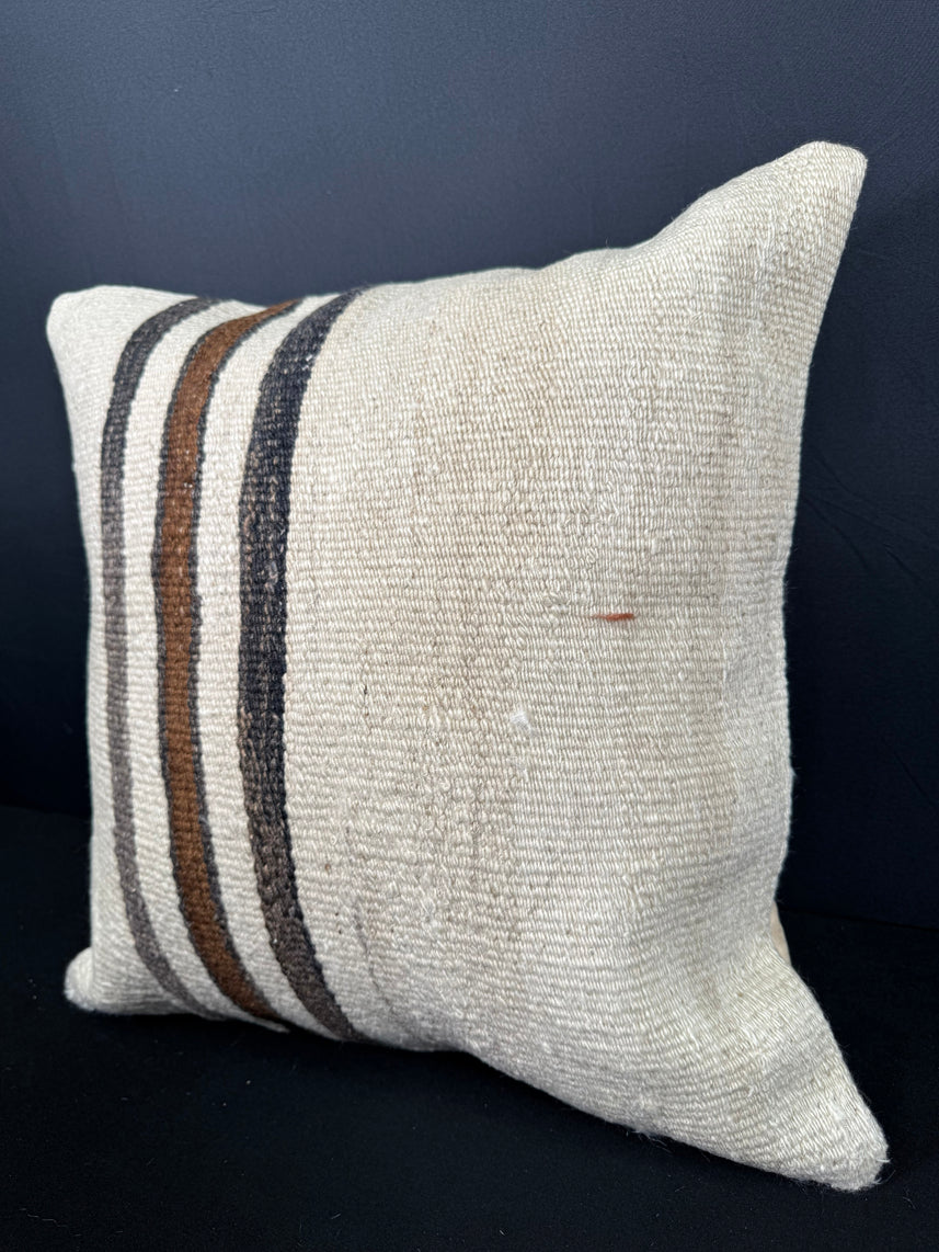 Turkish Hemp Pillow Cushion Natural Beige Black Pillow Cushion Cover 20x20 #30557