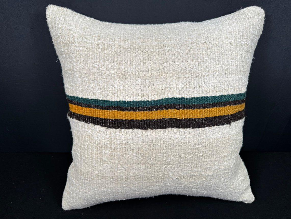 Turkish Hemp Pillow Cushion Natural Beige Black Pillow Cushion Cover 20x20 #30574