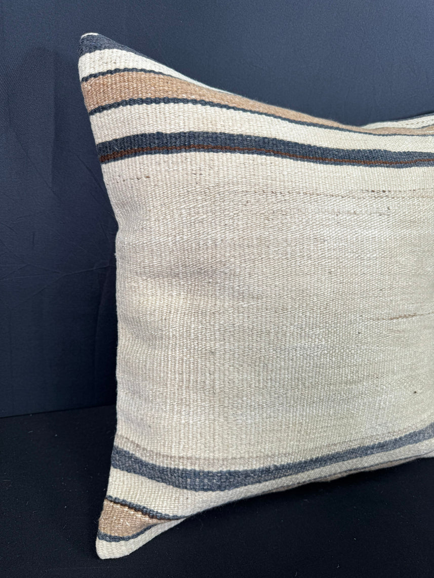Turkish Hemp Pillow Cushion Natural Beige Black Pillow Cushion Cover 20x20 #30576