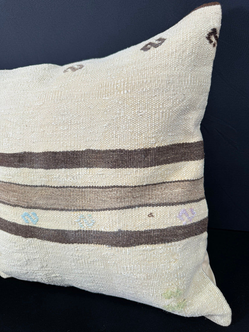 Turkish Hemp Pillow Cushion Natural Beige Brown Pillow Cushion Cover 20x20 #30579