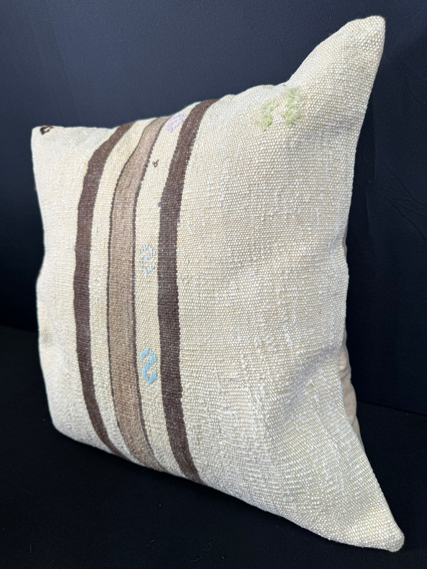 Turkish Hemp Pillow Cushion Natural Beige Brown Pillow Cushion Cover 20x20 #30579