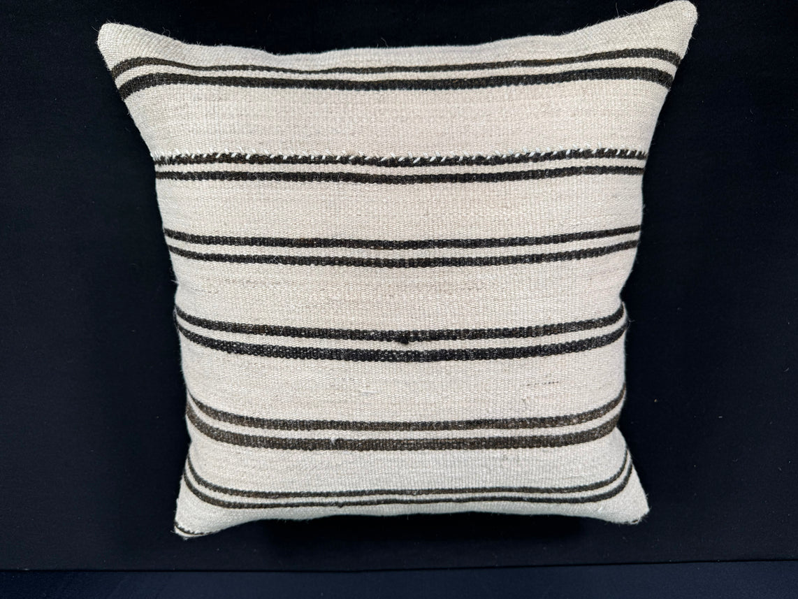 Turkish Hemp Pillow Cushion Natural Beige Black Pillow Cushion Cover 20x20 #30571