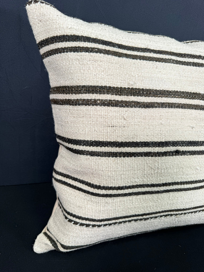 Turkish Hemp Pillow Cushion Natural Beige Black Pillow Cushion Cover 20x20 #30571