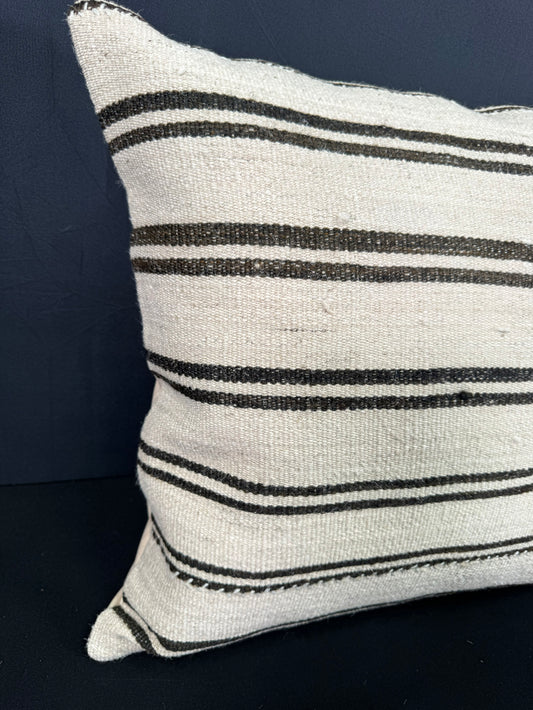 Turkish Hemp Pillow Cushion Natural Beige Black Pillow Cushion Cover 20x20 #30571