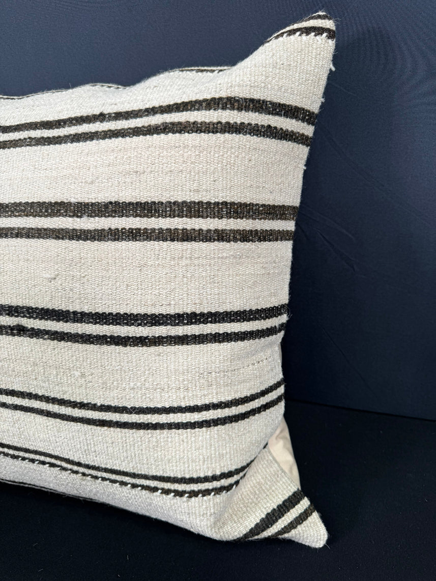 Turkish Hemp Pillow Cushion Natural Beige Black Pillow Cushion Cover 20x20 #30571