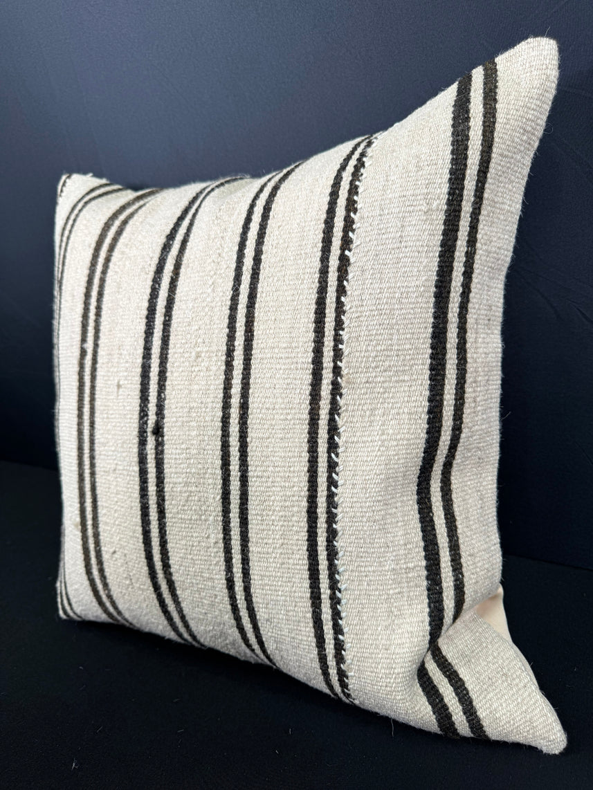Turkish Hemp Pillow Cushion Natural Beige Black Pillow Cushion Cover 20x20 #30571