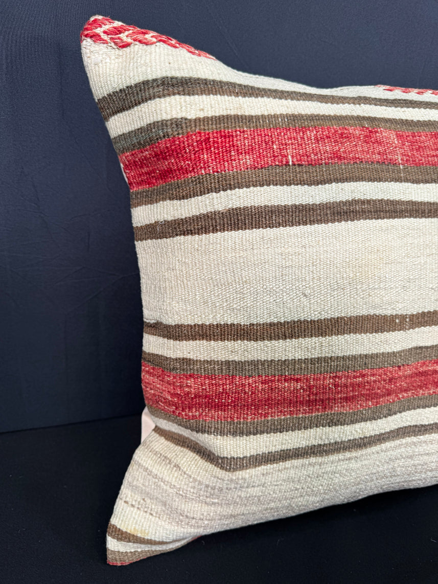 Turkish Hemp Pillow Cushion Natural Beige Red Pillow Cushion Cover 20x20 #30539