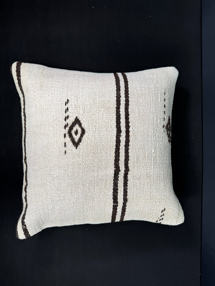 Turkish Hemp Pillow Cushion Natural Beige Black Pillow Cushion Cover 20x20 #30619