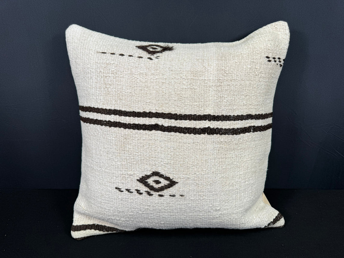 Turkish Hemp Pillow Cushion Natural Beige Black Pillow Cushion Cover 20x20 #30619