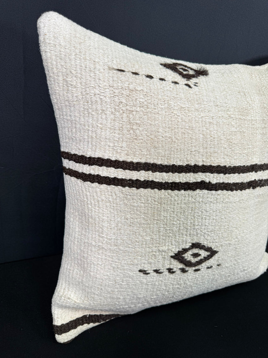 Turkish Hemp Pillow Cushion Natural Beige Black Pillow Cushion Cover 20x20 #30619