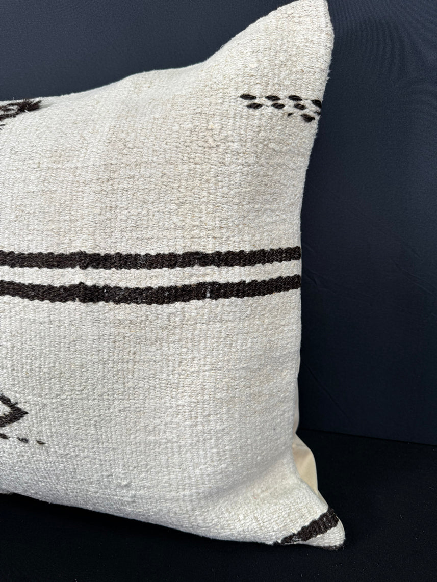 Turkish Hemp Pillow Cushion Natural Beige Black Pillow Cushion Cover 20x20 #30619