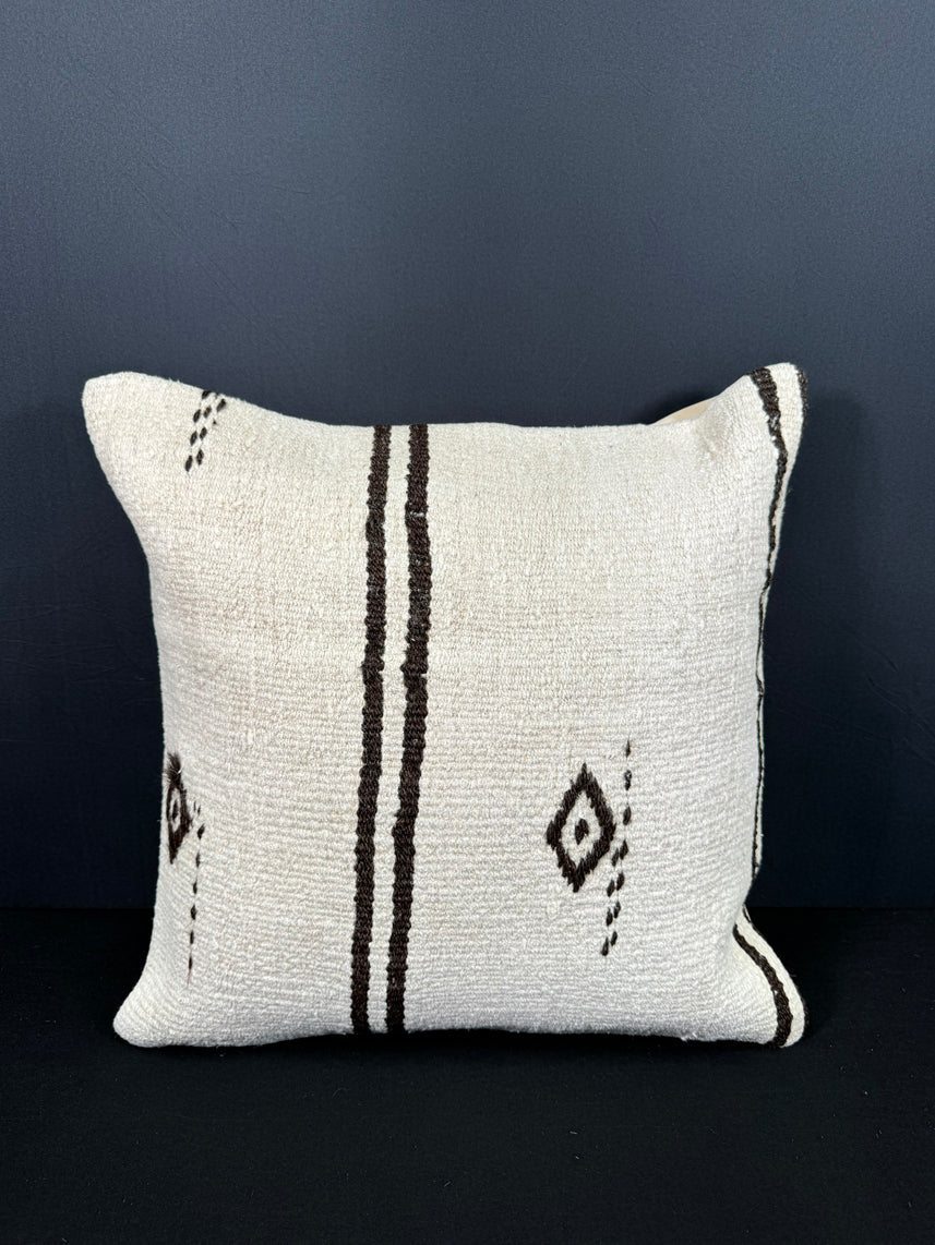Turkish Hemp Pillow Cushion Natural Beige Black Pillow Cushion Cover 20x20 #30619