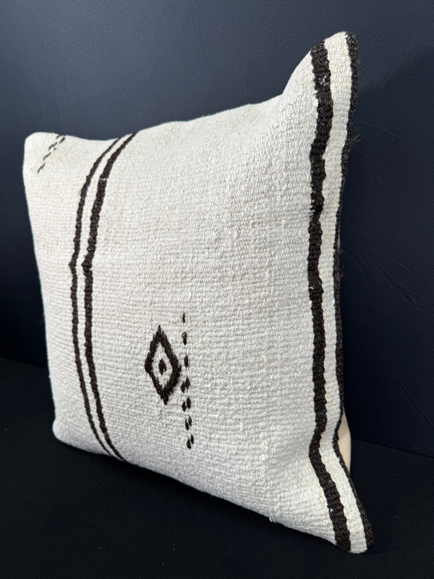 Turkish Hemp Pillow Cushion Natural Beige Black Pillow Cushion Cover 20x20 #30619