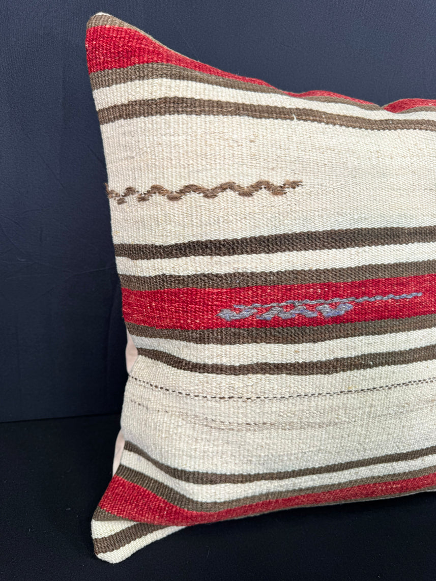 Turkish Hemp Pillow Cushion Natural Beige Red Pillow Cushion Cover 20x20 #30569