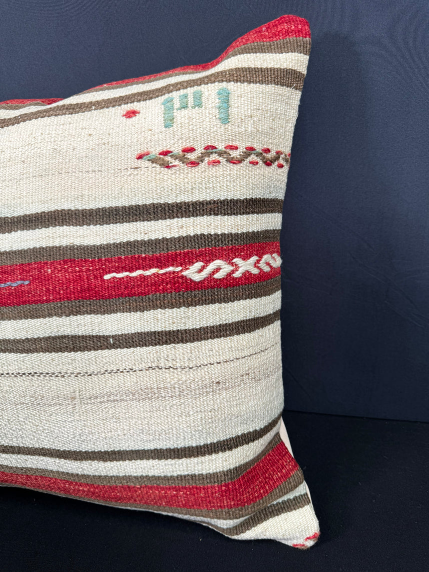 Turkish Hemp Pillow Cushion Natural Beige Red Pillow Cushion Cover 20x20 #30569