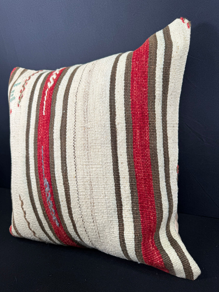 Turkish Hemp Pillow Cushion Natural Beige Red Pillow Cushion Cover 20x20 #30569