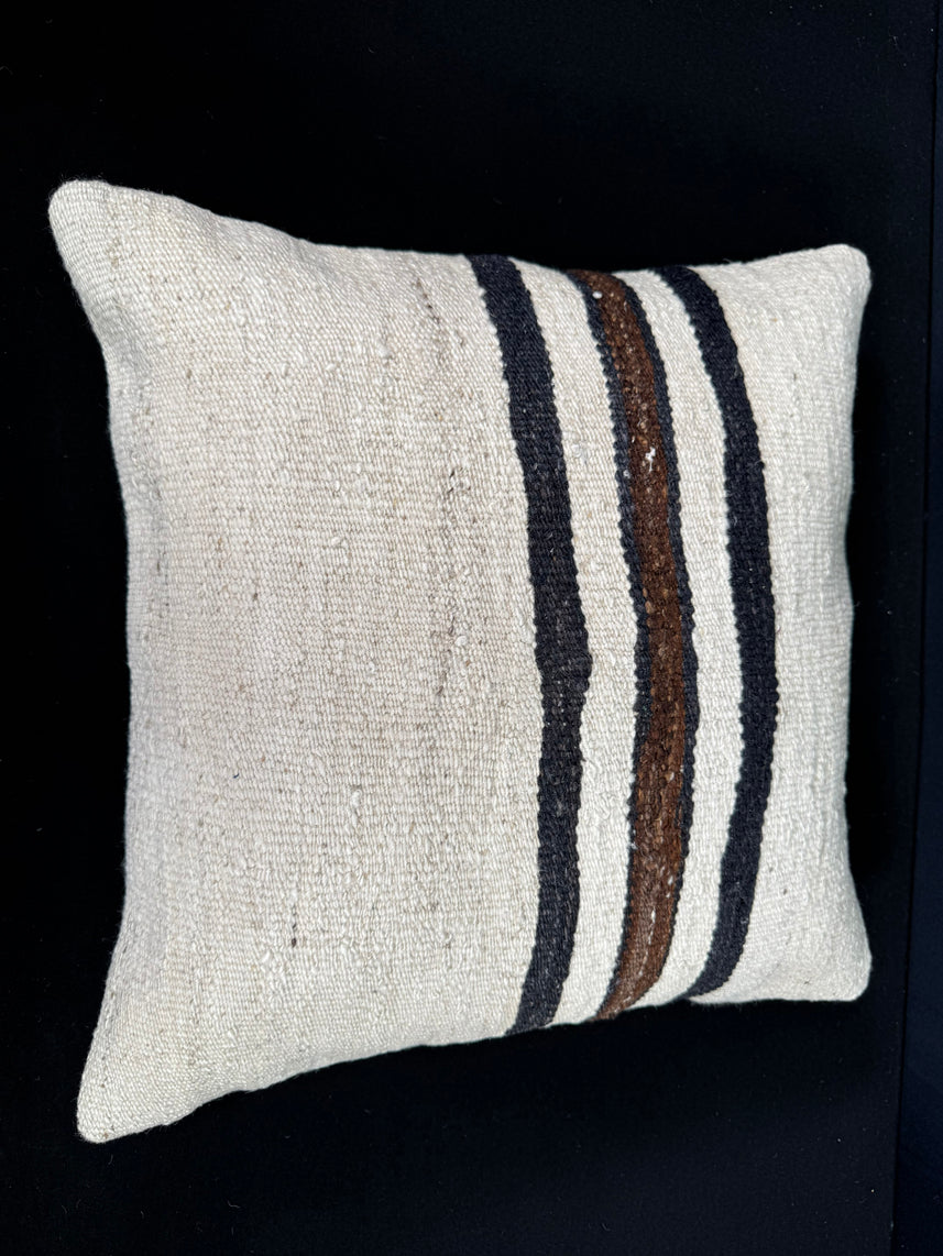 Turkish Hemp Pillow Cushion Natural Beige Black Pillow Cushion Cover 20x20 #30617