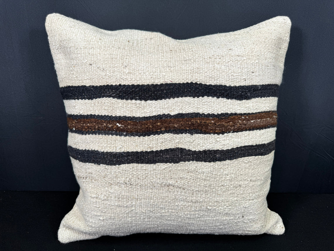 Turkish Hemp Pillow Cushion Natural Beige Black Pillow Cushion Cover 20x20 #30617