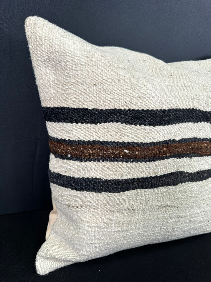 Turkish Hemp Pillow Cushion Natural Beige Black Pillow Cushion Cover 20x20 #30617