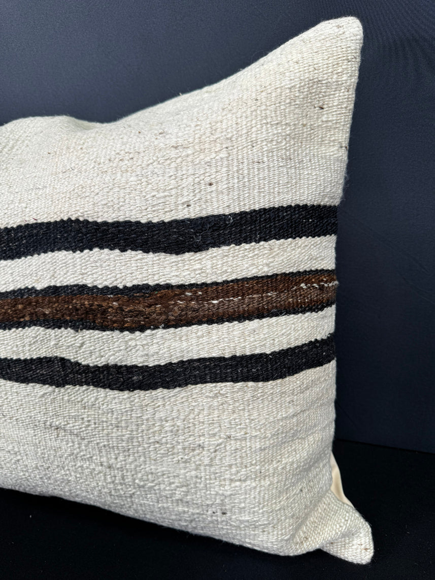 Turkish Hemp Pillow Cushion Natural Beige Black Pillow Cushion Cover 20x20 #30617
