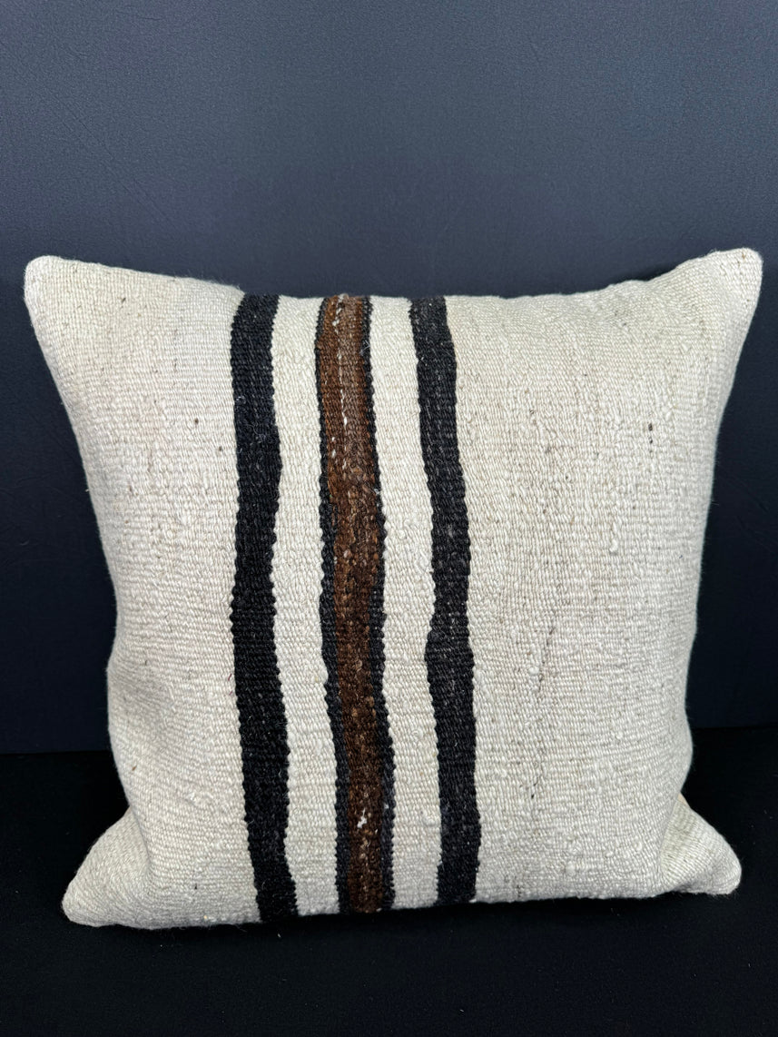 Turkish Hemp Pillow Cushion Natural Beige Black Pillow Cushion Cover 20x20 #30617