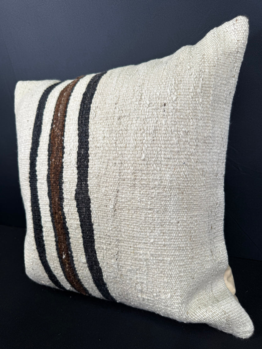 Turkish Hemp Pillow Cushion Natural Beige Black Pillow Cushion Cover 20x20 #30617