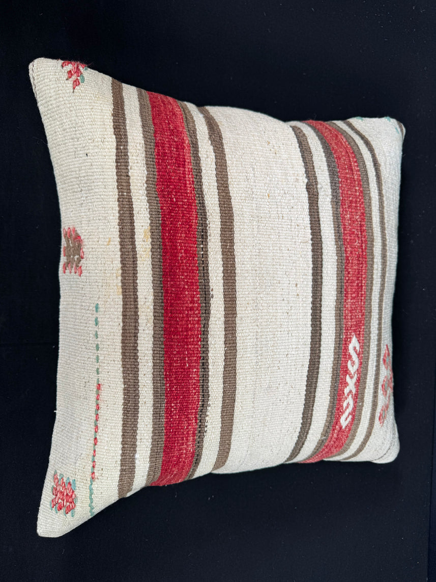 Turkish Hemp Pillow Cushion Natural Beige Red Pillow Cushion Cover 20x20 #30614