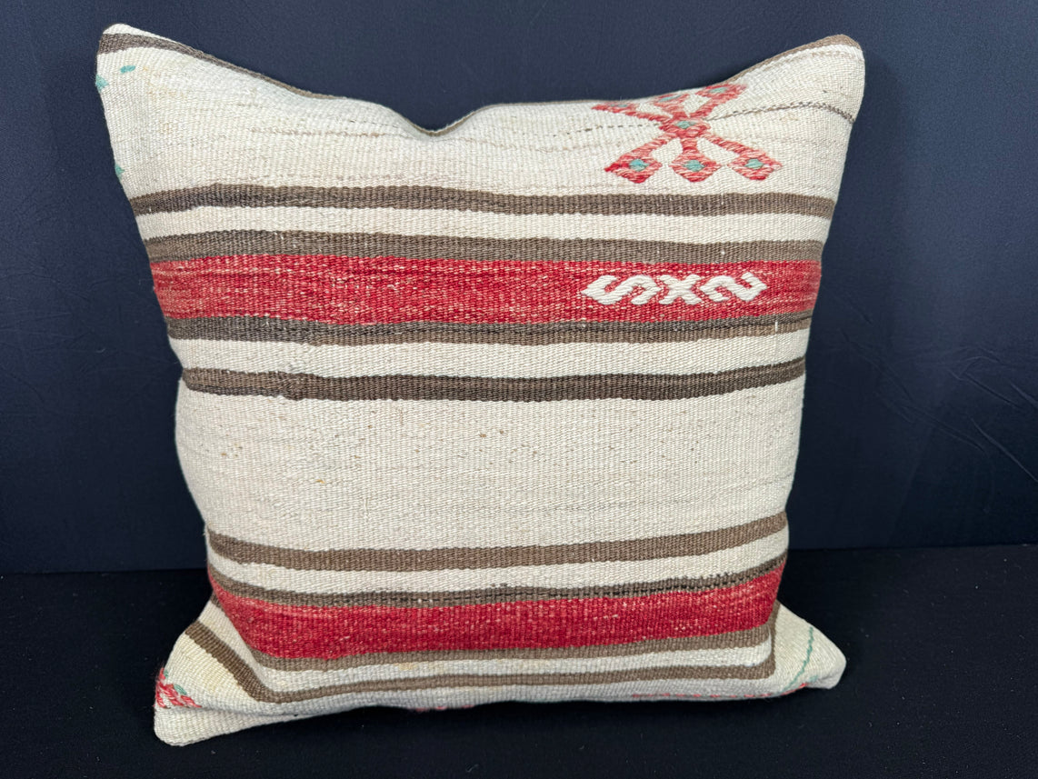 Turkish Hemp Pillow Cushion Natural Beige Red Pillow Cushion Cover 20x20 #30614