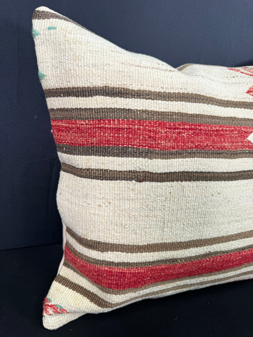 Turkish Hemp Pillow Cushion Natural Beige Red Pillow Cushion Cover 20x20 #30614