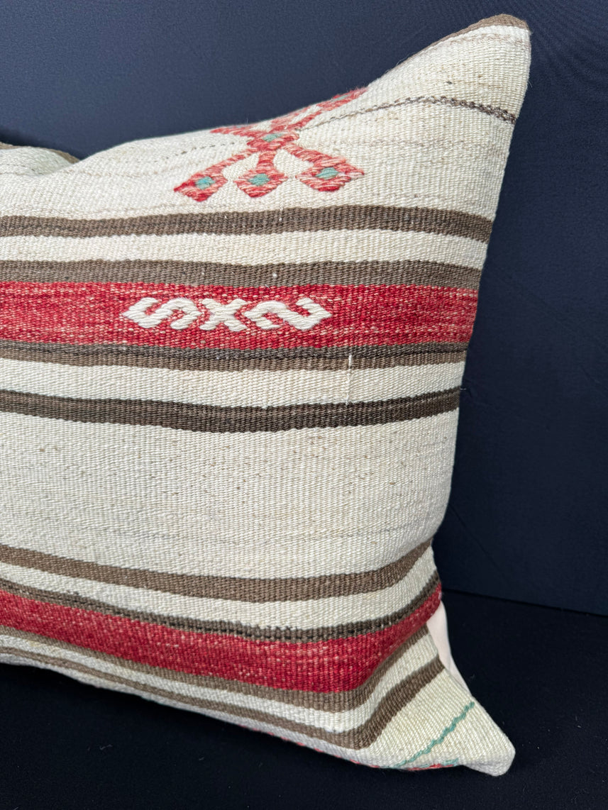 Turkish Hemp Pillow Cushion Natural Beige Red Pillow Cushion Cover 20x20 #30614