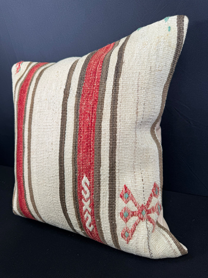 Turkish Hemp Pillow Cushion Natural Beige Red Pillow Cushion Cover 20x20 #30614