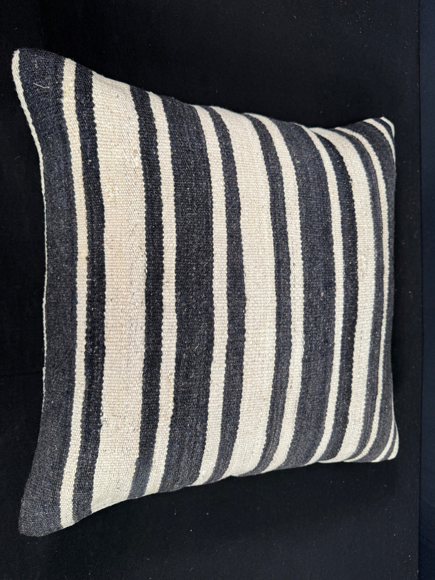Turkish Hemp Pillow Cushion Natural Beige Black Cushion Cover 20x20 #30536