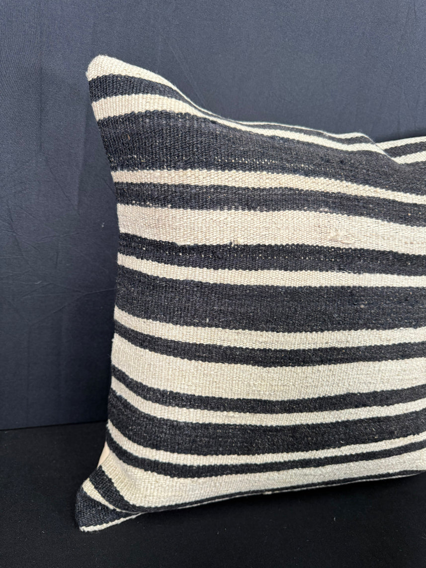 Turkish Hemp Pillow Cushion Natural Beige Black Cushion Cover 20x20 #30536