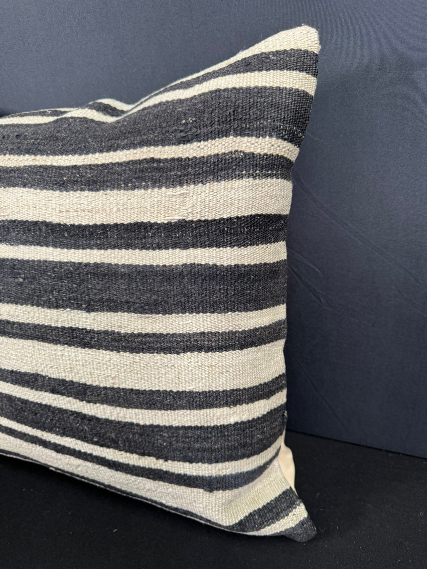 Turkish Hemp Pillow Cushion Natural Beige Black Cushion Cover 20x20 #30536