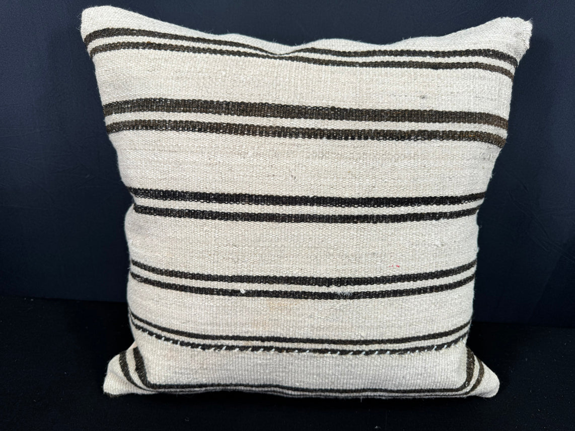 Turkish Hemp Pillow Cushion Natural Beige Black Cushion Cover 20x20 #30632