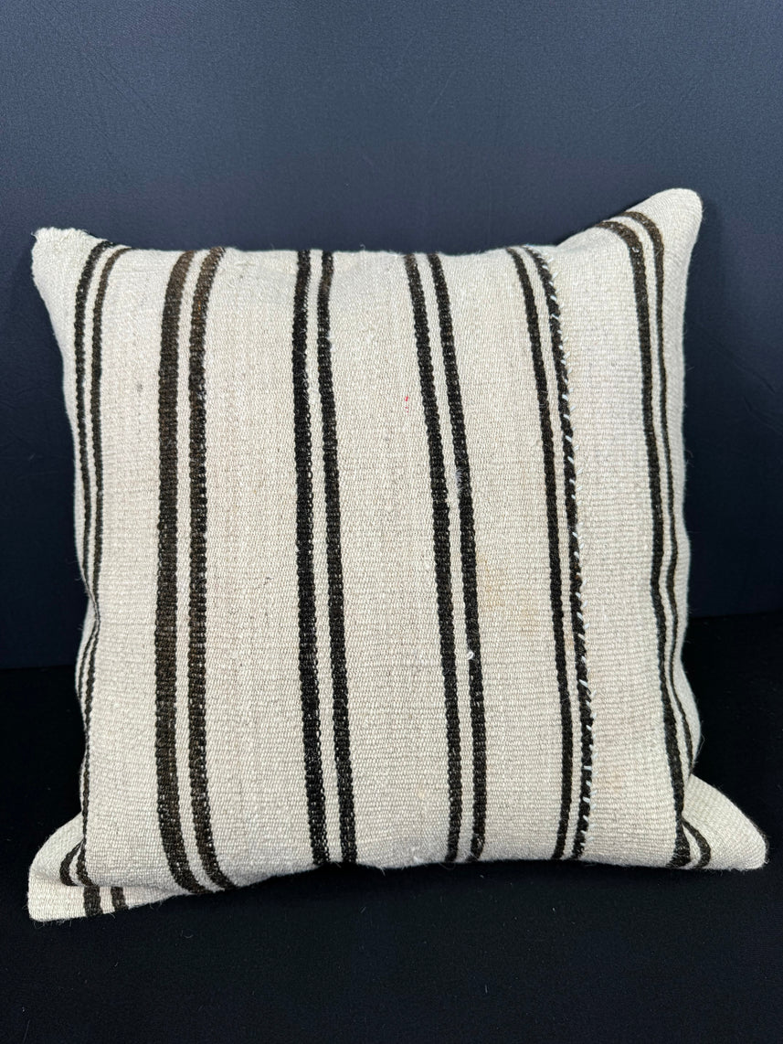 Turkish Hemp Pillow Cushion Natural Beige Black Cushion Cover 20x20 #30632