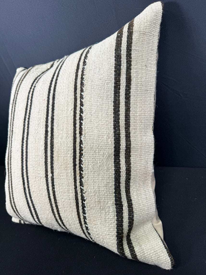 Turkish Hemp Pillow Cushion Natural Beige Black Cushion Cover 20x20 #30632