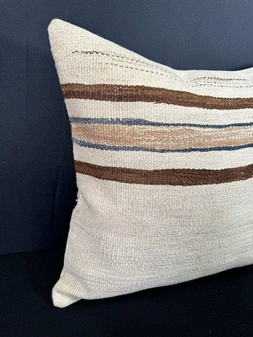 Turkish Hemp Pillow Cushion Natural Beige Brown Cushion Cover 20x20 #30547