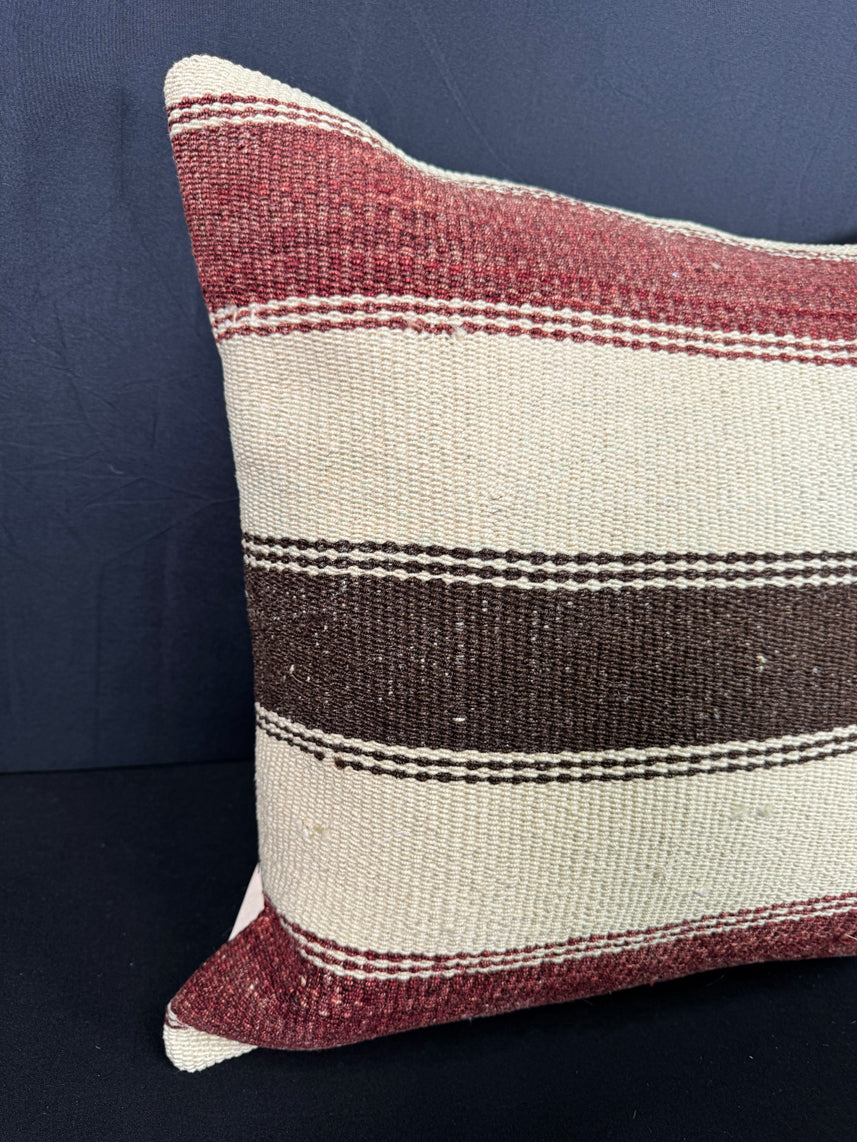 Turkish Hemp Pillow Cushion Natural Beige Red Cushion Cover 20x20 #30541