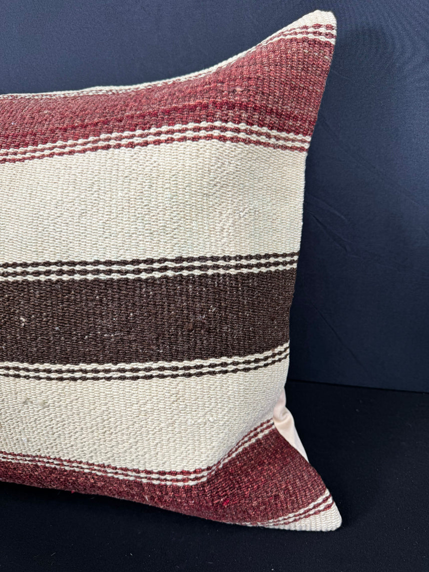 Turkish Hemp Pillow Cushion Natural Beige Red Cushion Cover 20x20 #30541