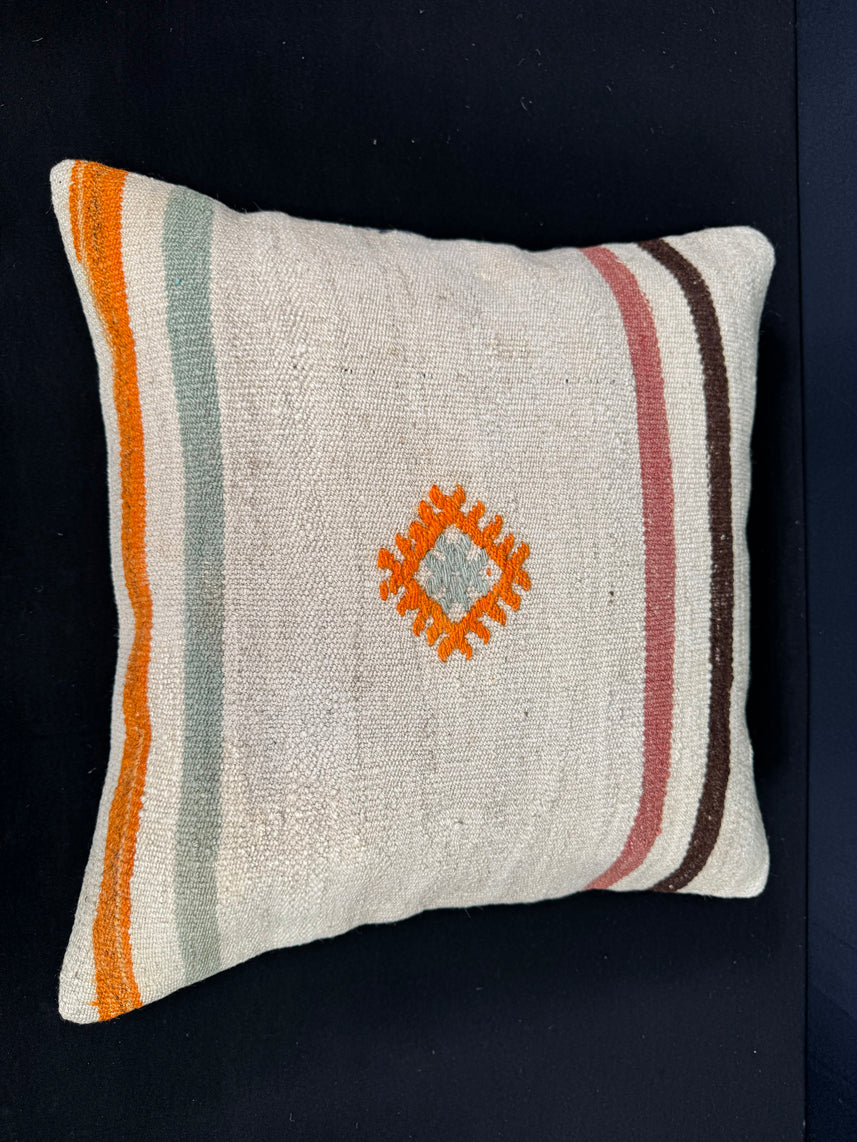 Turkish Hemp Pillow Cushion Natural Beige Orange Cushion Cover 20x20 #30581