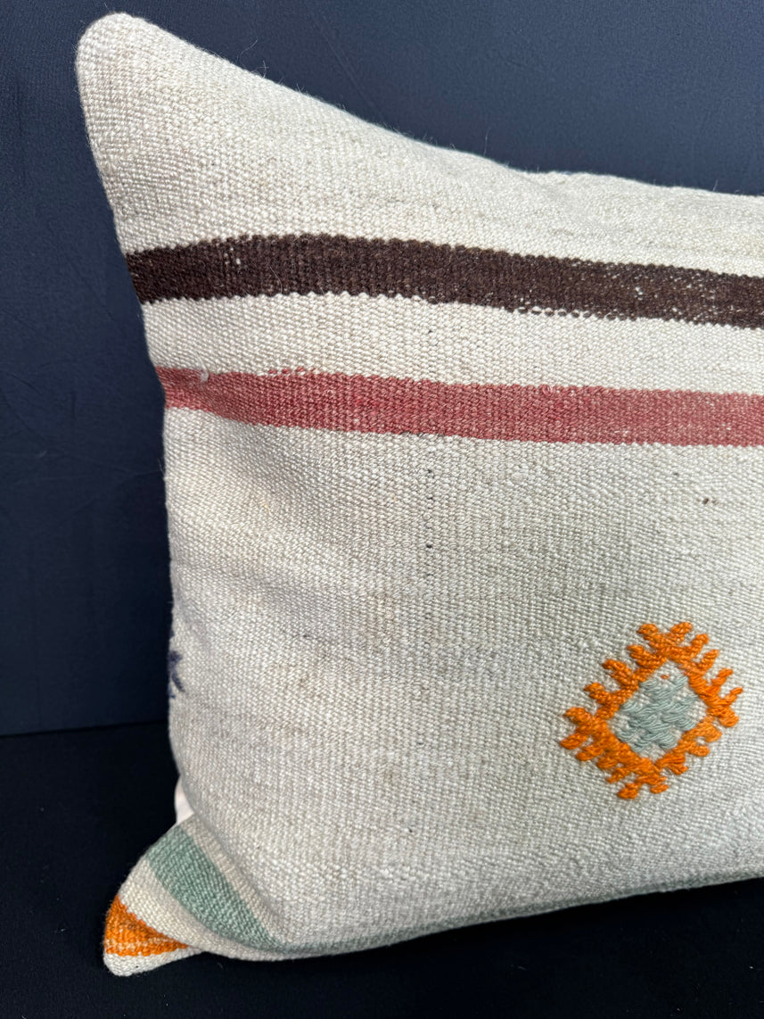 Turkish Hemp Pillow Cushion Natural Beige Orange Cushion Cover 20x20 #30581