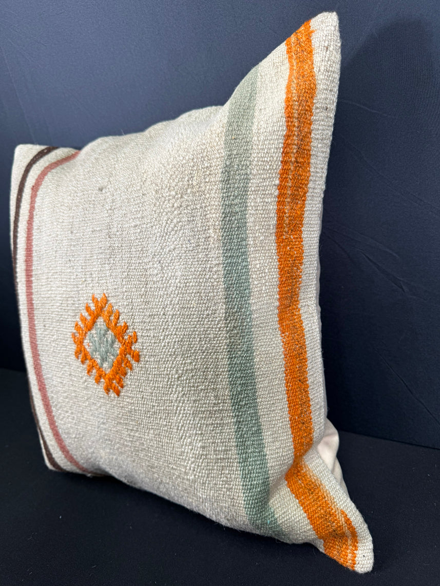 Turkish Hemp Pillow Cushion Natural Beige Orange Cushion Cover 20x20 #30581