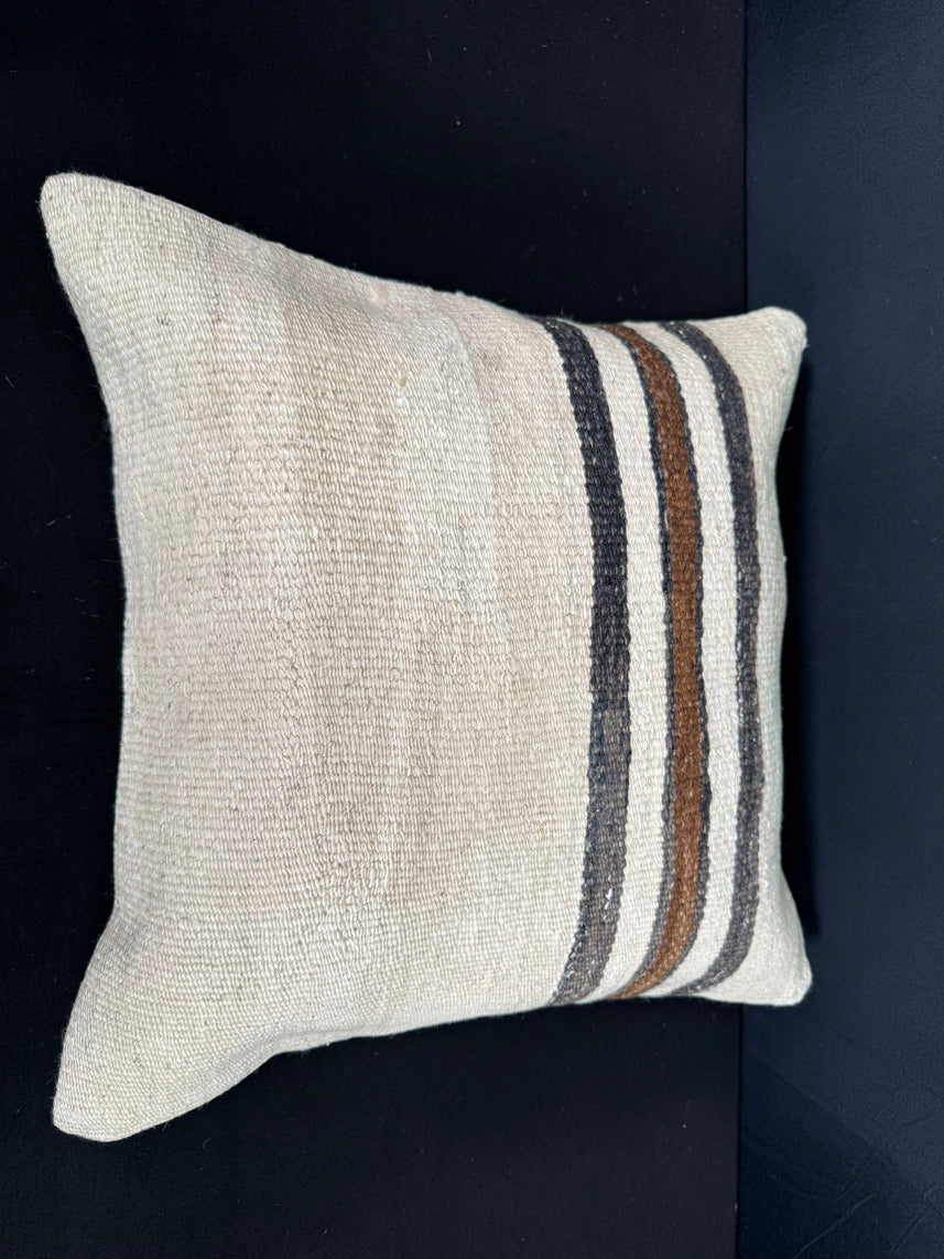 Turkish Hemp Pillow Cushion Natural Beige Black Cushion Cover 20x20 #30664