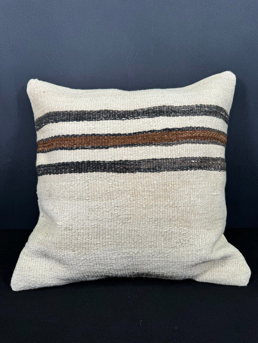 Turkish Hemp Pillow Cushion Natural Beige Black Cushion Cover 20x20 #30664